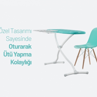 Gazzella Squad Standart Plus Ütü Masası - 42x120 cm - Geniş Ütüleme Yüzeyi - Çamaşır Askı Aparatlı